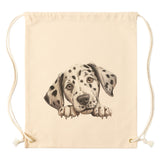 Peeking Dalmatian Drawstring Canvas Backpack