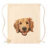 Peeking GOLDEN RETRIEVER Drawstring Canvas Backpack