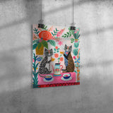 Pop Art Design CATS DRINKING TEA 11 x 14 Poster PRINT, Glossy or Matte
