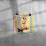 Redesigned 1940's PINUP Girl 12x12 PRINT POSTER, Matte or Glossy - Brush Stroke Look