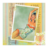 Redesigned 1940's PINUP Girl 12x12 PRINT POSTER, Matte or Glossy - Brush Stroke Look