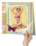 Redesigned 1940's PINUP Girl 12x12 PRINT POSTER, Matte or Glossy - Brush Stroke Look