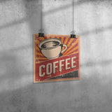 Vintage Retro Look 12x12 COFFEE Poster, Great COFFEE SHOP DECOR