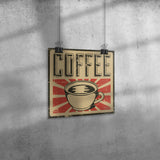 Vintage Retro Look 12x12 COFFEE Poster, Great COFFEE SHOP DECOR