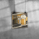 Vintage Retro Look 12x12 COLD BEER Poster, Great for Bar or Man Cave