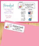 Snail Mail Personalized Address Labels, 30 per sheet, Snails, Happy Mail