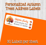 Personalized Autumn Trees Return Address Labels – Fall Foliage Personalized Stickers – Set of 30 – Custom Fall Leaves Mailing Labels