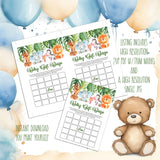 Baby Gift Bingo Baby Shower Game, Safari Animals Design Printable Baby Shower Games Instant Download