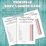 Mommy or Daddy Guess Who Baby Game Printable Baby Shower Games Mom or Dad Game Instant Download Baby Traits Game