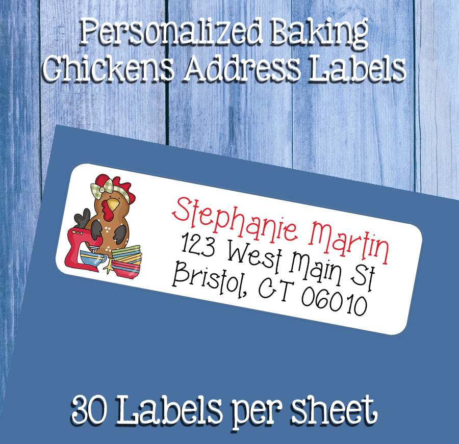 Personalized ADDRESS Labels BAKING CHICKENS, Personalized Return Label
