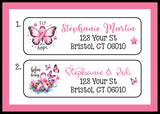 Breast Cancer Awareness Personalized Address Labels, Butterflies, Pink