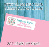 Patchwork Easter Bunnies Personalized Address Labels, Cotton Tails, Sets of 30