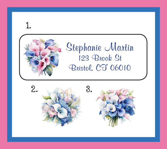Personalized ADDRESS Labels CALLA LILIES, Sets of 30 Personalized Return Labels, Lily