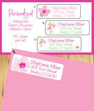 Pink Cherry Blossoms Floral Address Labels, 30 Return Personalized Address Labels per sheet, Flowers