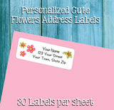 Personalized Cute Pink and Yellow Flowers Return Address Labels - J & S Graphics