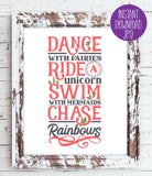 Dance with Fairies Quote 8x10 Instant Download You Print