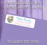 Easter Crosses Address Labels, 30 Return Personalized Address Labels per sheet, Everyday Labels, Flowers, Lilies