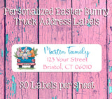 Easter Bunny Easter Egg Truck Personalized Address Labels, Cotton Tail, Sets of 30