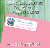 Easter Bunny Easter Egg Truck Personalized Address Labels, Cotton Tail, Sets of 30