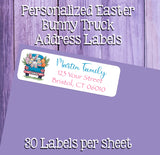 Easter Bunny Easter Egg Truck Personalized Address Labels, Cotton Tail, Sets of 30