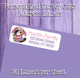 Easter Cats Address Labels, 30 Return Personalized Address Labels per sheet, Everyday Labels, Kitty Cats
