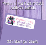 Easter Cats Address Labels, 30 Return Personalized Address Labels per sheet, Everyday Labels, Kitty Cats