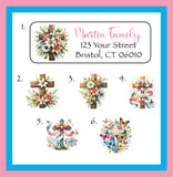 Easter Crosses Address Labels, 30 Return Personalized Address Labels per sheet, Everyday Labels, Flowers, Lilies