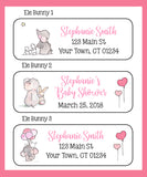 Personalized ELEPHANT and BUNNY Address Labels, Return Address Labels, Love, Great for Baby Shower