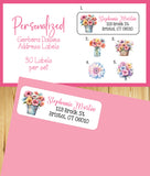 Personalized Gerbera Daisies Address Labels, Sets of 30 Return Labels, Daisy
