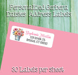 Personalized Gerbera Daisies Address Labels, Sets of 30 Return Labels, Daisy