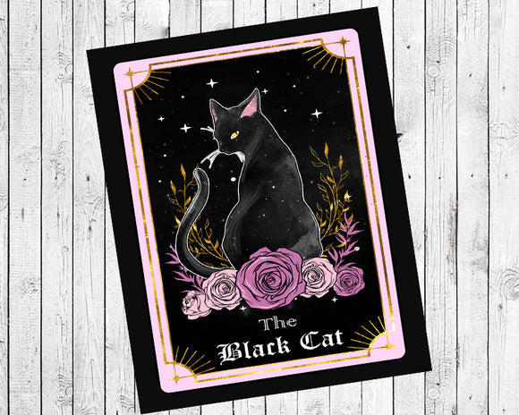 GOTHIC BLACK CAT TAROT CARD 8x10 Instant Download Print