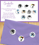 2025 Graduation Designs Stickers Seals, 63 Round 1" Stickers / Seals