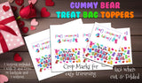 Valentine's Day Gummy Bears Goody Bag Topper, Classroom Treat, Instant Download, You Print