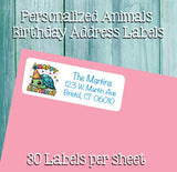 Personalized Happy BIRTHDAY ANIMALS ADDRESS Labels 1, Sets of 30 Personalized Return Labels