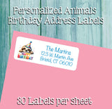 Personalized Happy BIRTHDAY ANIMALS ADDRESS Labels, Sets of 30 Personalized Return Labels