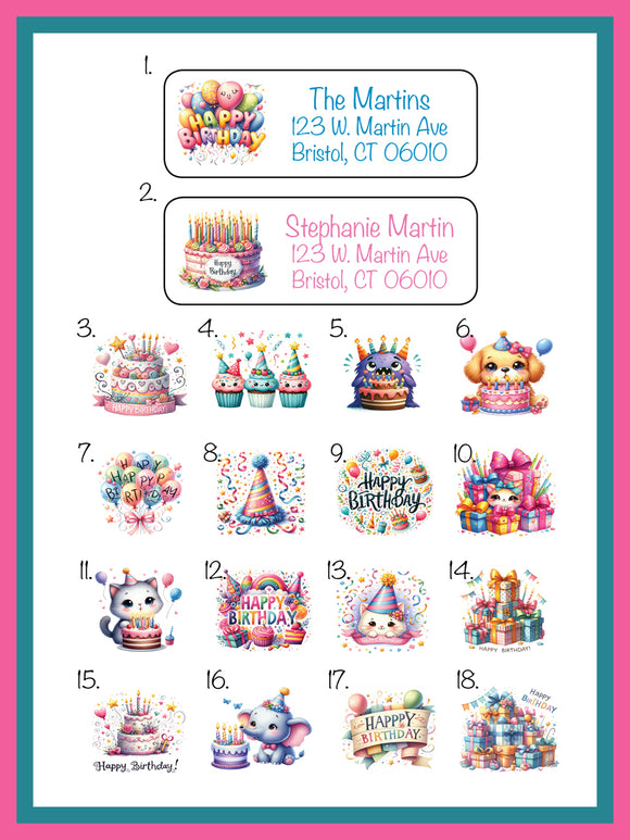 Personalized Happy BIRTHDAY ADDRESS Labels, Sets of 30 Personalized Return Labels