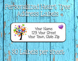 Personalized Rainbow Heart Love Tree Return Address Labels - J & S Graphics