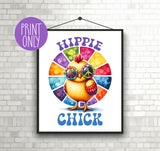 Hippie Chick Wall Decor Instant Download 8x10 Print, Peace, Tie Dye