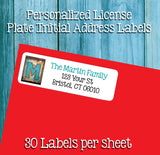 Personalized Rusty License Plate Letters Monogram Address Labels, Sets of 30, Return Initial Labels