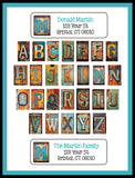 Personalized Rusty License Plate Letters Monogram Address Labels, Sets of 30, Return Initial Labels