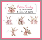 Bunnies in Pink Pajamas Address Labels, 30 Return Address Labels per sheet, Bunny PJs, Personalized, Everyday Labels, Baby Shower