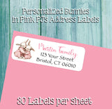 Bunnies in Pink Pajamas Address Labels, 30 Return Address Labels per sheet, Bunny PJs, Personalized, Everyday Labels, Baby Shower