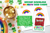 Rainbow Seeds St Patrick's Day Digital Printable, Skittles Candy Card, Instant Download, Fun School Gift, Classroom Fun, Candy Holder