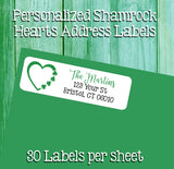 Personalized Labels SHAMROCK HEARTS Labels, Property of, ADDRESS Labels, Sets of 30, St. Patrick's Day
