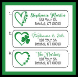 Personalized Labels SHAMROCK HEARTS Labels, Property of, ADDRESS Labels, Sets of 30, St. Patrick's Day
