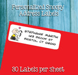 Personalized SNOOPY Return ADDRESS Labels - J & S Graphics
