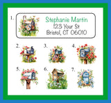 SPRING FLORAL MAILBOXES Labels, Property of, ADDRESS Labels, Sets of 30 Personalized Labels