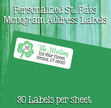 Irish St. Patrick's Day Monogram Return Address Labels, Personalized, 30 per sheet