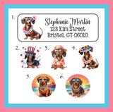 Summer Dachshunds Address Labels, 30 Return Personalized Address Labels per sheet, Doxie