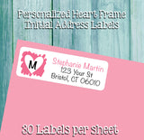 Personalized VALENTINE'S DAY HEART DESIGN INITIAL Return ADDRESS Labels - Monogram, Initial, Sets of 30